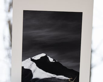 Affiche de l'Alaska « Mile 187 Parks Hy. Impression d'art paysage fait main, montagnes et hiver en Alaska, 20 x 10 po., impression noir et blanc