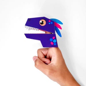 Printable T-Rex Finger Puppet - Purple - DIY Dinosaur Puppet - Kids Craft Activity - Instant Download