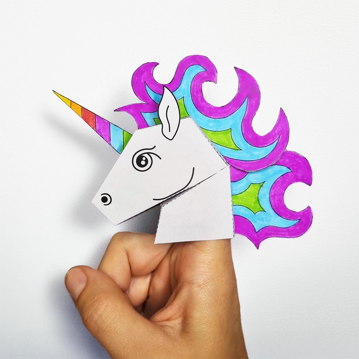 Printable Colour-in Unicorn Finger Puppet - DIY Craft for Kids - Etsy