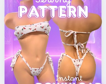 CINCHED Rectangle TOP + Side-Tie Triangle Back sewing Pattern | Beginner Bikini Pattern | Stripper Pattern | Video Instructions Included