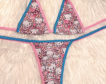 Kitty Two-Tone Elastic Stripper Bikini Set | Classics Collection | XXS-XL | Pole Dance Outfit | Clubwear for Women