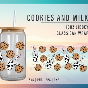 Milk & Cookies Wrap, 16oz Tumbler PNG Design, Digital Download, Cute Dessert Mug Wrap