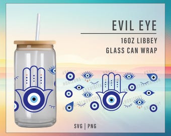 Boho Evil Eye 16oz Tumbler Wrap: Protection PNG (Digital Download)