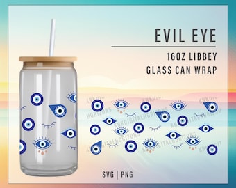 Boho Evil Eye 16oz Tumbler Wrap: Protection PNG Design (Digital Download)