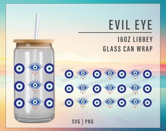 Boho Evil Eye 16oz Tumbler Wrap PNG - Protection Mug Design (Digital Download)