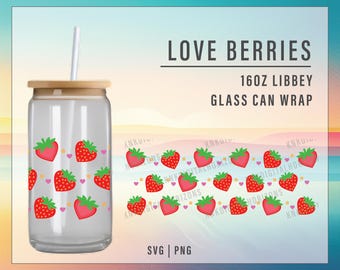 Love Berries Wrap, 16oz Tumbler PNG SVG File, Cute Berry Theme, Sweet Mug Digital Download