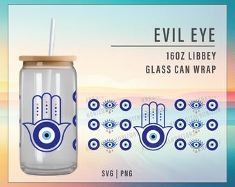 Boho Evil Eye 16oz Tumbler Wrap: Protection PNG Design (Digital Download)