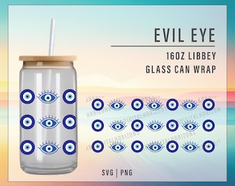 Boho Evil Eye 16oz Tumbler Wrap: Protection PNG (Digital Download)