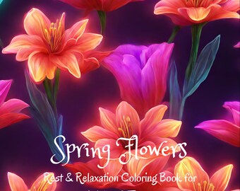 Spring Flowers Rest and Relaxation Coloring Book for Adults and Teens by Maria Flores, flowers coloring book, stress relief book, original