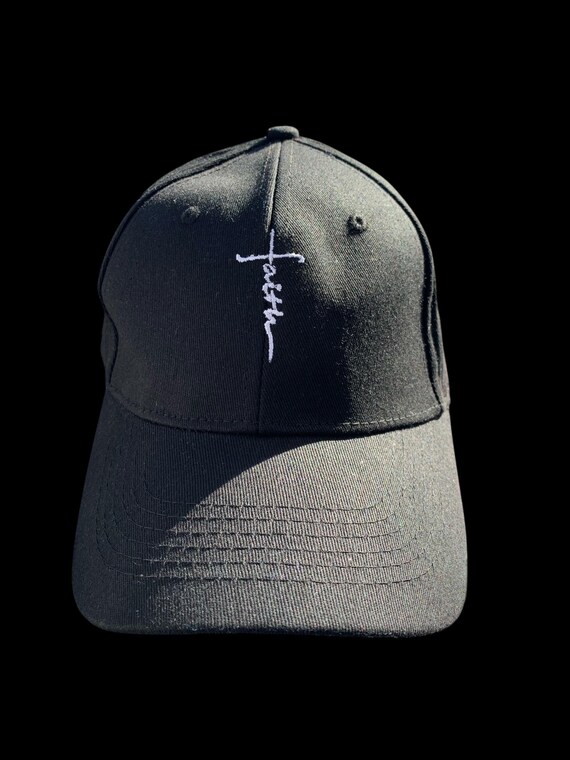 Faith Word Cross Black Baseball Cap, Handmade - Etsy display picture 1