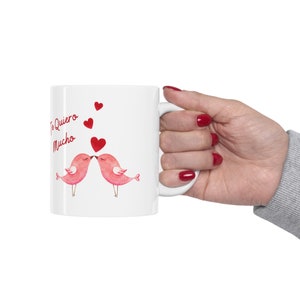 Te Quiero Mucho Taza con Pajaritos, I Love You Bird Heart Valentines-mok, Spaanse Valentijnsdagmok, vogelmok, cadeau haar, valentijnsmok