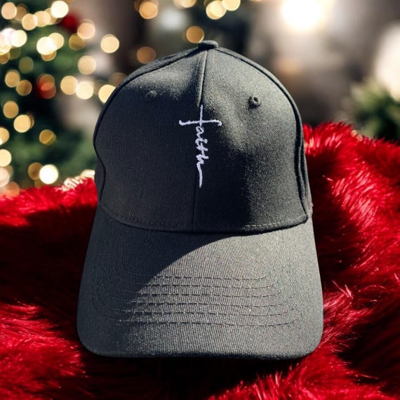 Faith Word Cross Black Baseball Cap, Handmade - Etsy