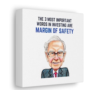 Canvas Print, Wall Art, Office Decor, Warren Buffett poster, &#39;Margin of Safety&#39; quote, Best gift idea for investors, business owners