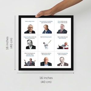 Value Investing Quotes Frame: Warren Buffett, Munger, Graham - Financial Wisdom Decor