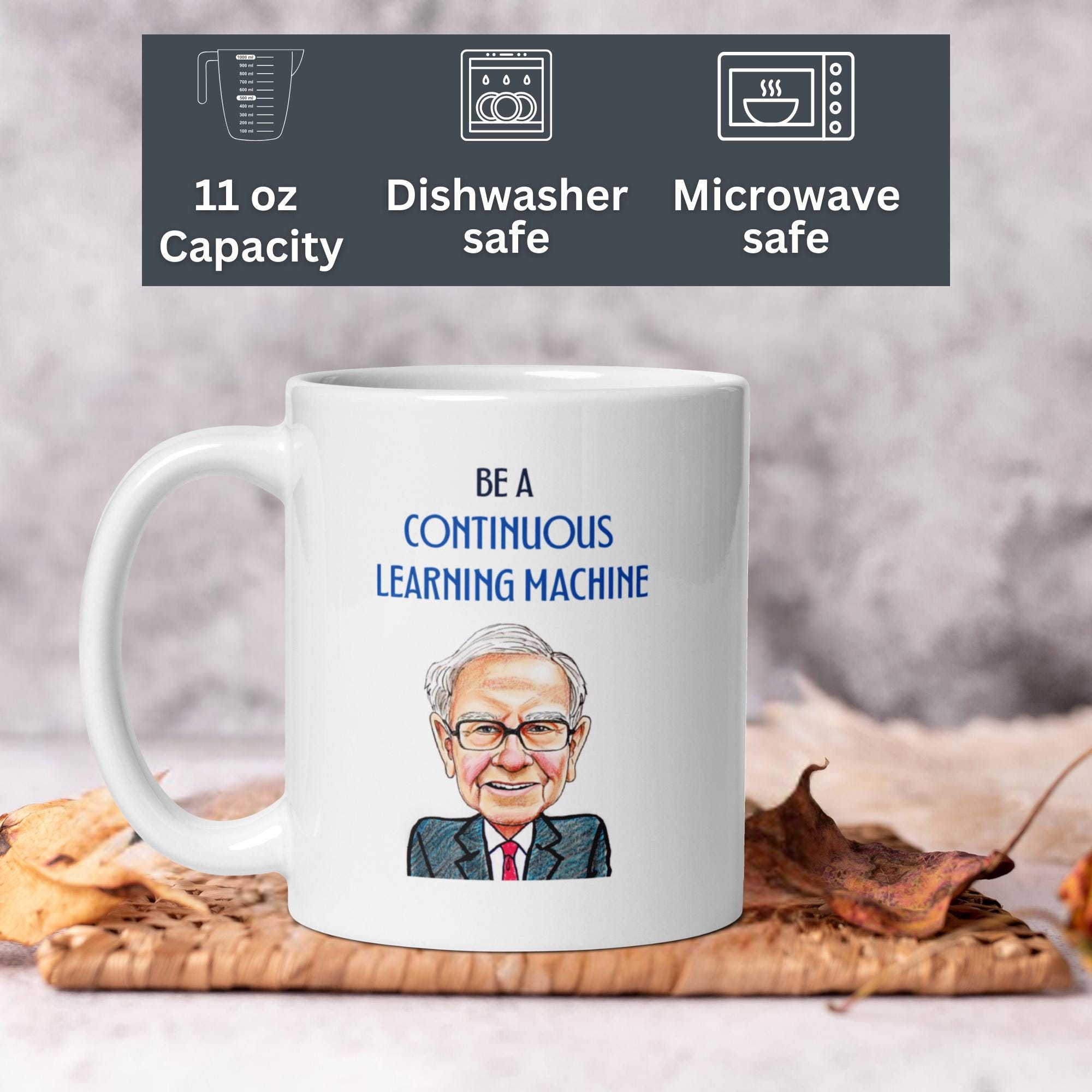 ウォーレン・バフェットのコーヒーマグ：投資家への贈り物、学習マシンの名言 - Etsy 日本