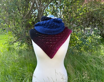 Patrón de crochet para el chal Kajo en alemán e inglés