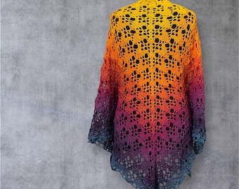 Patrón de crochet para el chal Oarni en alemán e inglés