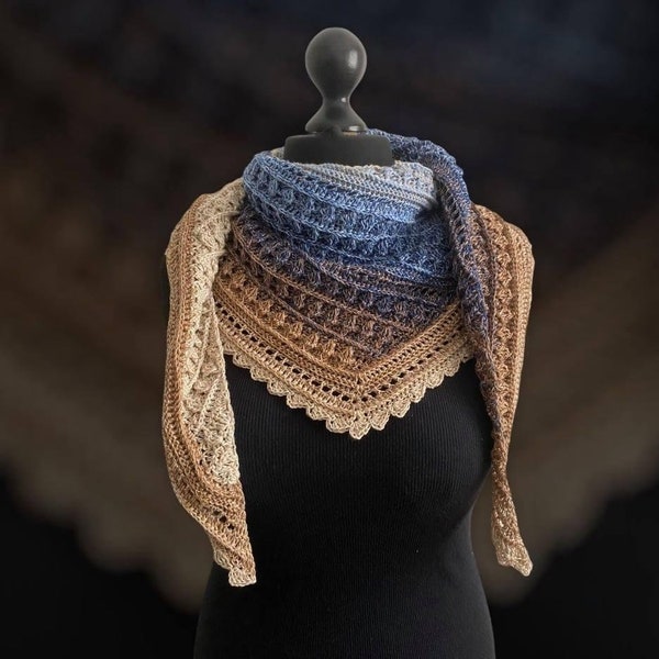 Crochet pattern shawl tides German English