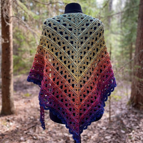 Häkelanleitung Tuch Sunweaver Deutsch, Englisch, Finnisch