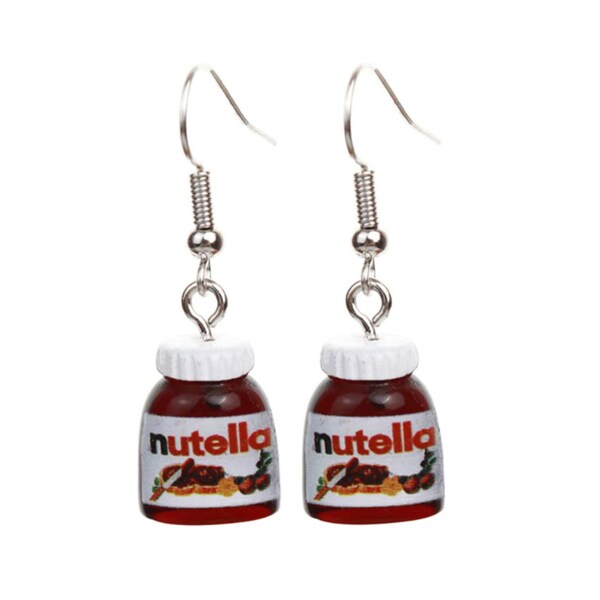 Boucles d'oreilles fantaisie en pot de Nutella