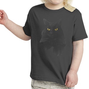 TODDLER SIZE Nora Fierce the Black Cat Head and Front Paws faded print tee, Black