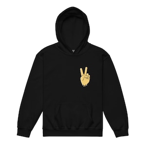 Peace Hand Youth Hoodie | Kids Graphic Pullover Sweatshirt | Soft Cotton Blend Fleece | Streetwear Style Hoodie for Boys & Girls