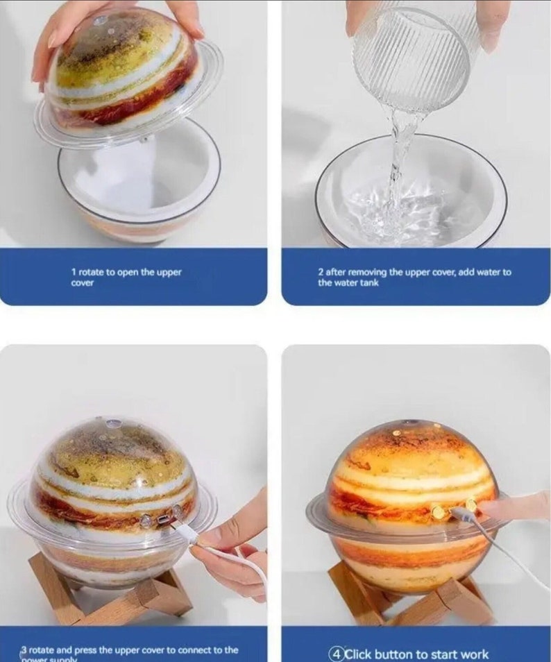 Humidifier Very Cute Earth and Jupiter Mini Air Humidifier USB Aromatherapy Essential Oil