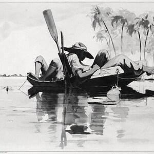Relaxing Wall Art: Fishing Party by Winslow Homer, Canvas Wall Decor, Everyday Black Joy | African American Identity |  Fine Art Print