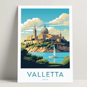 Valletta Poster, Valletta Digital Print Download Valleta Travel Poster Valletta Art Decor, Valletta Gifts Ideas, Malta Wall Art Decor | #094