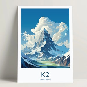 K2 Poster, K2 Digital Print Download, K2 Art Bedroom Decor, K2 Gifts Ideas, Karakoram Wall Art Decor, Pakistan Poster Print | #035