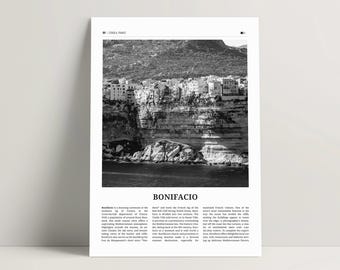 Impression noir et blanc Bonifacio, art mural Bonifacio, poster Bonifacio, photo Corse, poster de voyage Bonifacio, poster Corse, France Idées cadeaux