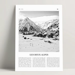 Les Deux Alpes Print Black & White, Alpes Wall Art, Les Deux Alpes Poster, Ski Resort Photo, Les Deux Alpes Travel Poster, France Gift Ideas