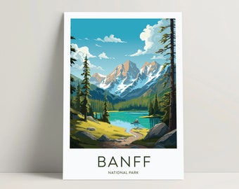 Plakat Banff, Kanadyjska podróż ścienna – wydruk cyfrowy, dekoracja pionowa, pięć plików JPG w wielu rozmiarach
