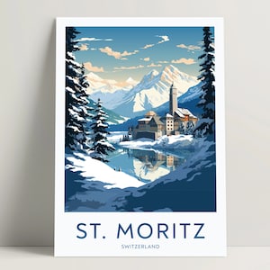 St Moritz Travel Print, St Moritz Wall Art St Moritz Art Office Decor St Moritz Gifts Ideas Switzerland Poster St Moritz Poster Print | #020