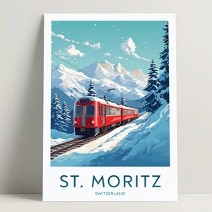 St Moritz Poster, St Moritz Digital Print Download, St Moritz Art Bedroom Decor, St Moritz Gifts Ideas, Switzerland Wall Art Decor | #019
