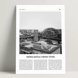 Newcastle upon Tyne Print Schwarz & Weiß, Newcastle Wandkunst, Newcastle Poster, England Foto, UK Poster,Vereinigtes Königreich Geschenkideen