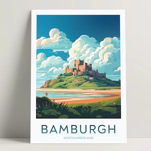 Bamburgh Poster, Bamburgh Digital Print Download, Bamburgh Art Bedroom Decor, Bamburgh Gifts Ideas, Northumberland Wall Art Decor | #073