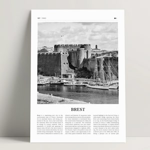Brest Print Black & White, Brest Wall Art, Brest Poster, Château de Brest Photo, Brest Travel Poster, France Poster, France Gift Ideas