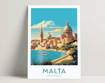 Malta Travel Poster, Mediterranean Wall Art Decor (Digital Download)