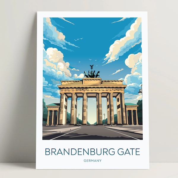 Cartel de la Puerta de Brandeburgo, Impresión digital de la Puerta de Brandeburgo Descargar arte de la pared, Ideas de regalos de la Puerta de Brandeburgo, Decoración del arte del Muro de Berlín / #117