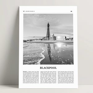 Blackpool Print Black & White, Blackpool Wall Art, Blackpool Poster, Lancashire Photo, Blackpool Travel Poster, UK Poster England Gift Ideas