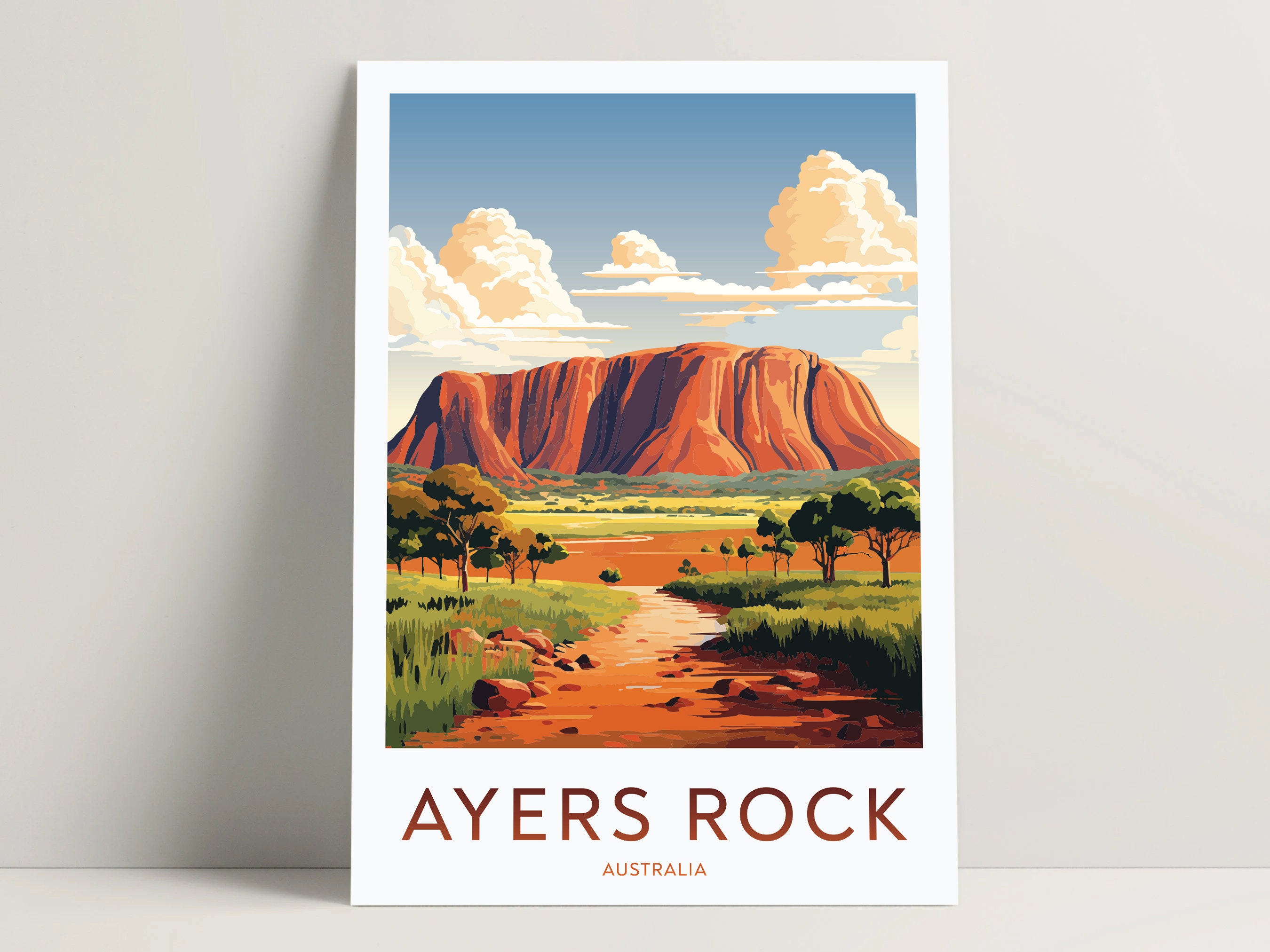 Ayers Rock Poster, Ayers Rock Digital Print Download, Ayers Rock Art Bedroom Decor, Ayers Rock Gifts Ideas, Australia Wall Art Decor | #081