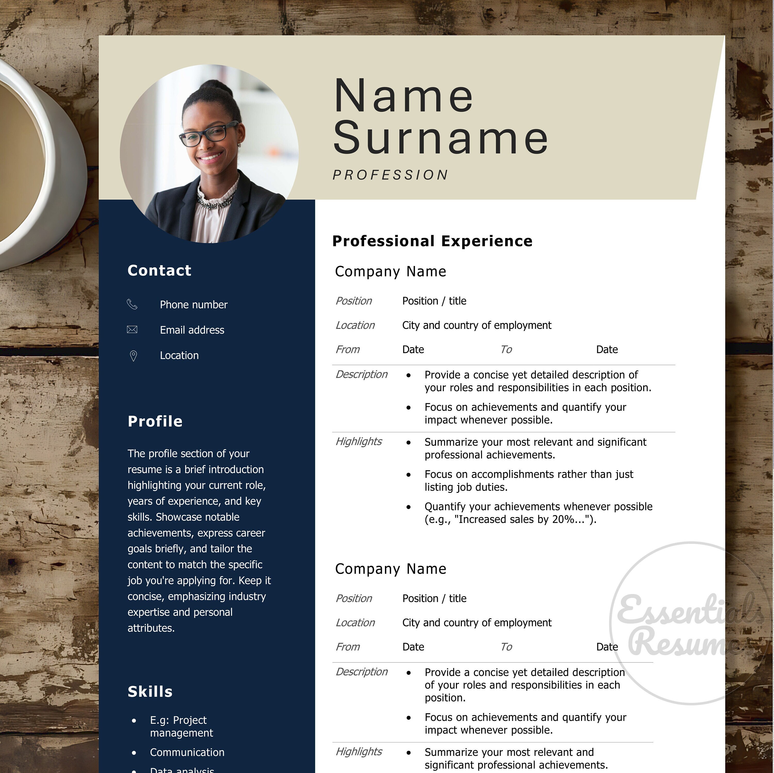 Resume Template for Microsoft Word Docx Format Clean Professional ...