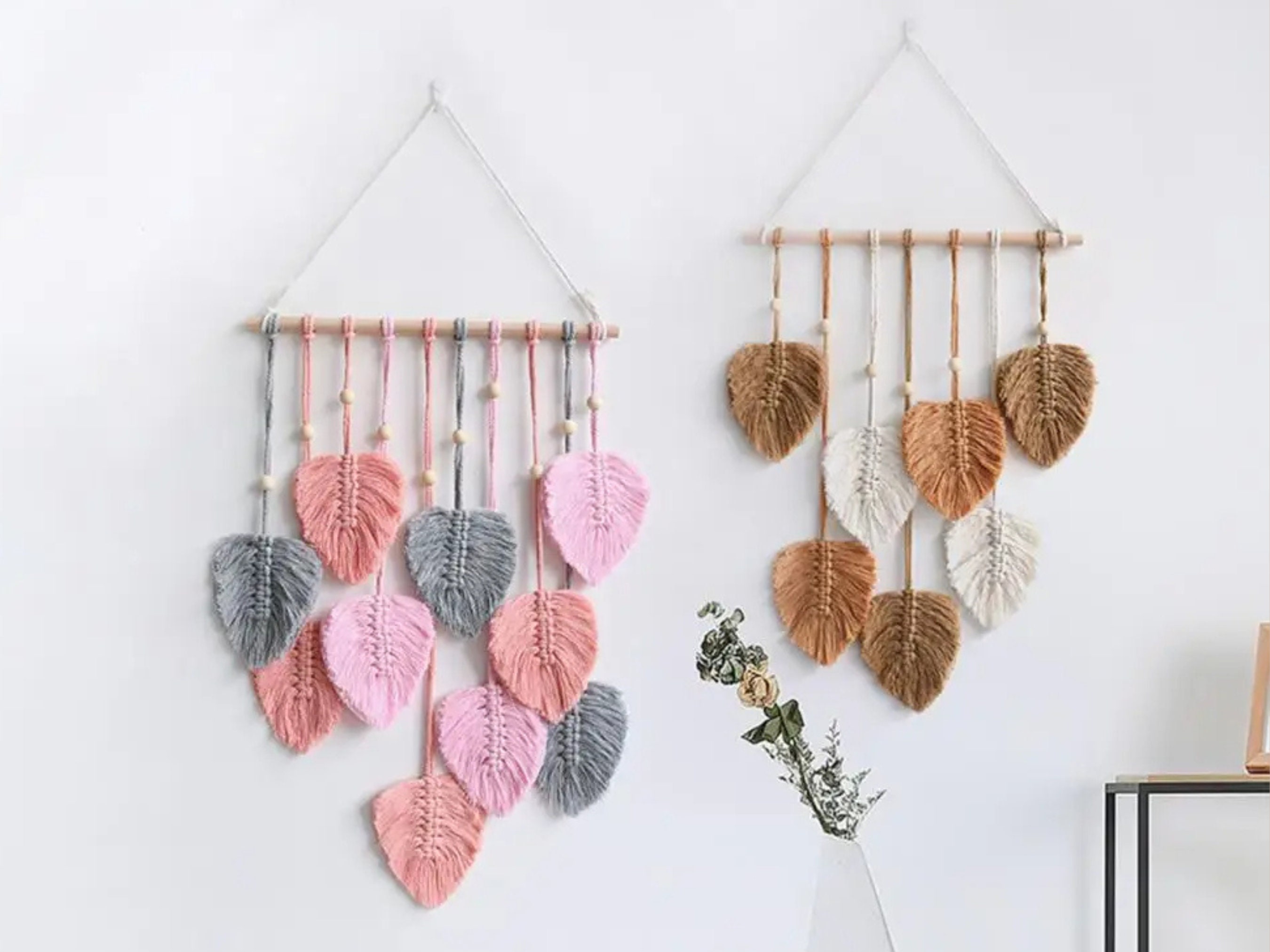 Hanging Leafs Macrame Boho Handmade Leaves Hanging Tapestry, Hanging