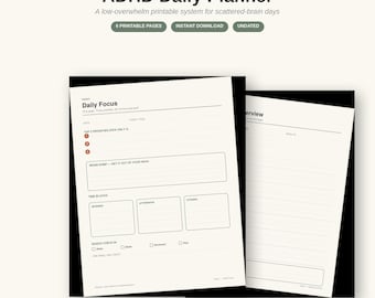 ADHD-dagplanner, systeem om overbelasting te verminderen, brainstormsessie, gewoonte-tracker (direct te downloaden)
