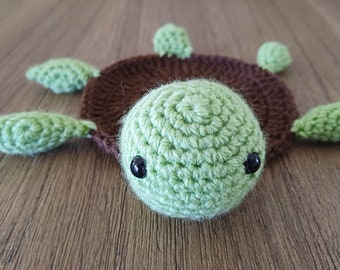 Crochet Amigurumi Turtle Coaster | Sold Separately | Sea Turtle | Plush Style Head and Arms | Cute | Coffee Lover | Ocean Theme | Hand-Made