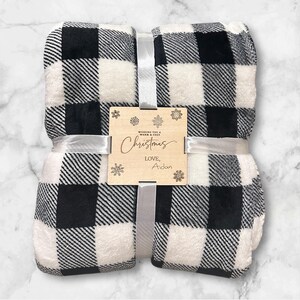 Personalized blanket gift tag for teacher from student. Great gift for neighbors, friends and family. Fluffy blanket with gift message.