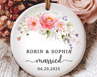 Personalized First Christmas Married Ornament, Mr Mrs Christmas Keepsake, 2025 Married Christmas Gift, Newlywed Gift, Wedding Gift Keepsake