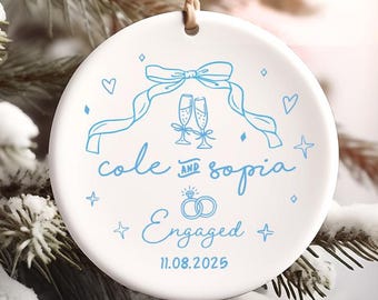 Personalized Engaged Ornament, First Christmas Engaged Ornament, Personalized Wedding Gift, 2025 Wedding Date Gift