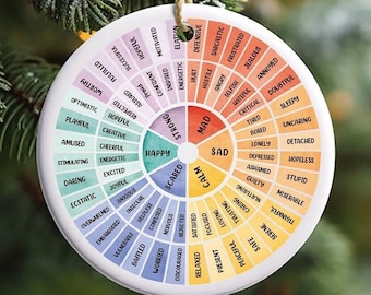 Feelings Wheel Ornament, Therapy Ornament, Emotions Wheel Ornament, Counselor Ornament, Therapist CBT Ornament, Mental Health Ornament